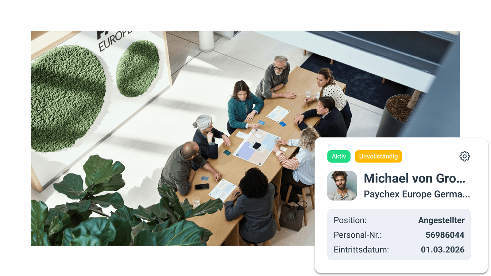 Paychex Europe Payroll - UI Mitarbeiter Übersicht