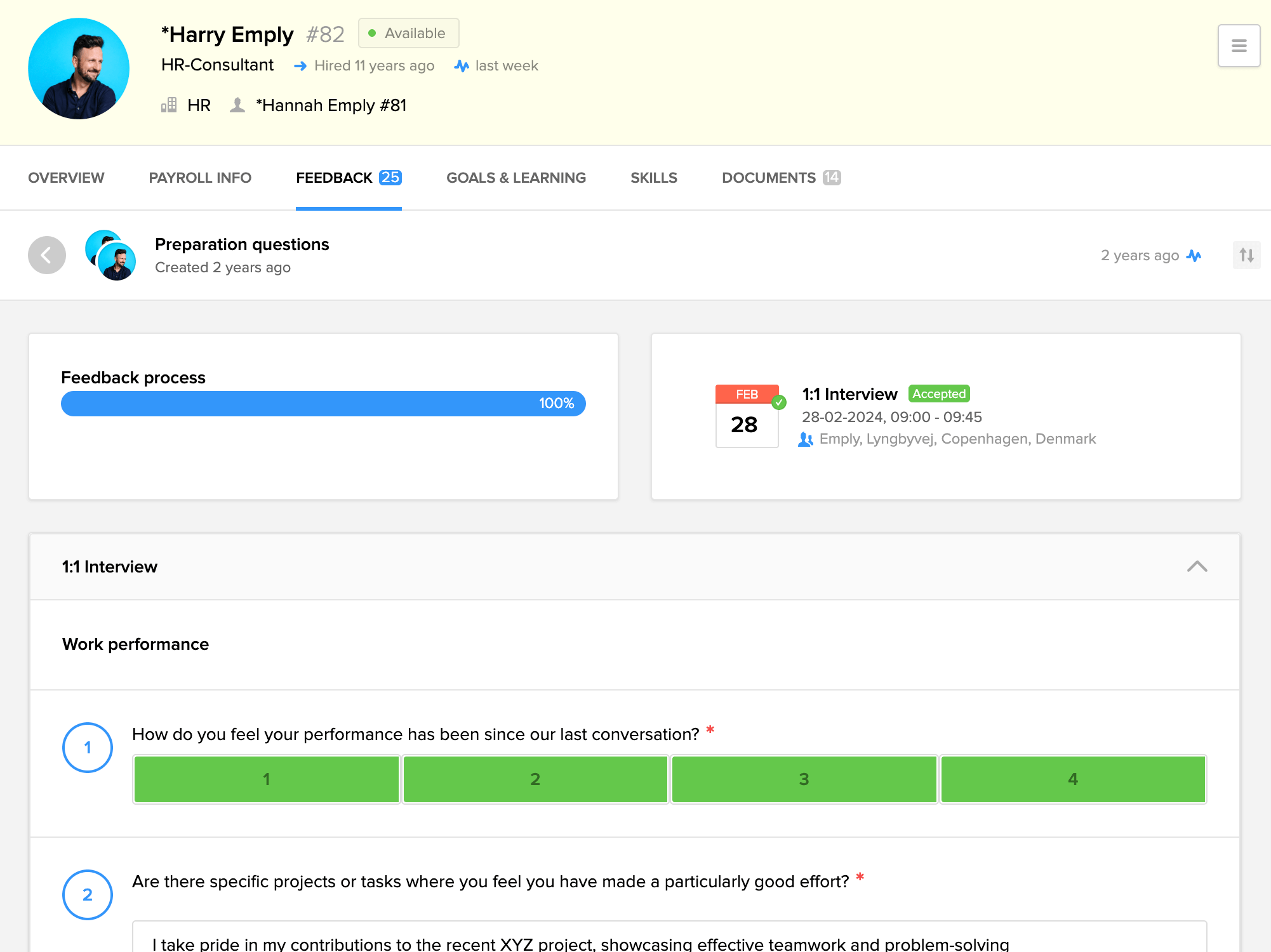 feedback module 2 emply people software