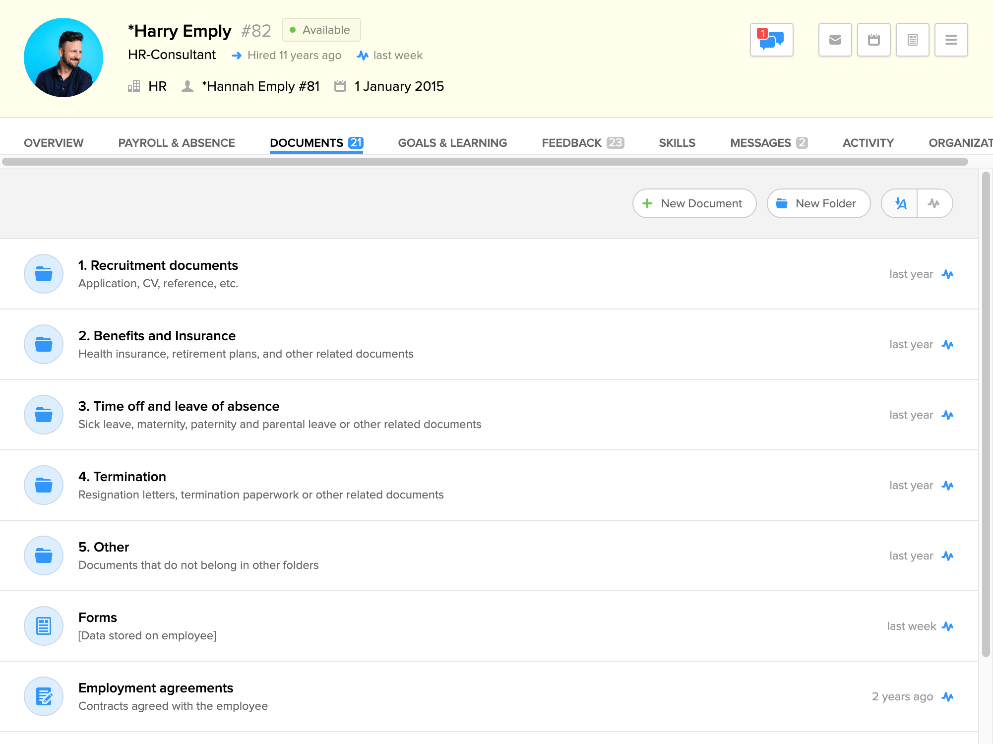 documents module emply people software